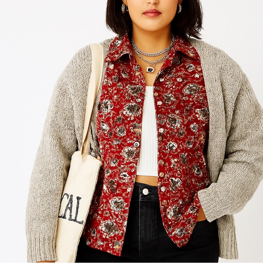 Pendleton Floral Paisley Long Sleeve Button Down 
 Shirt Red  Large